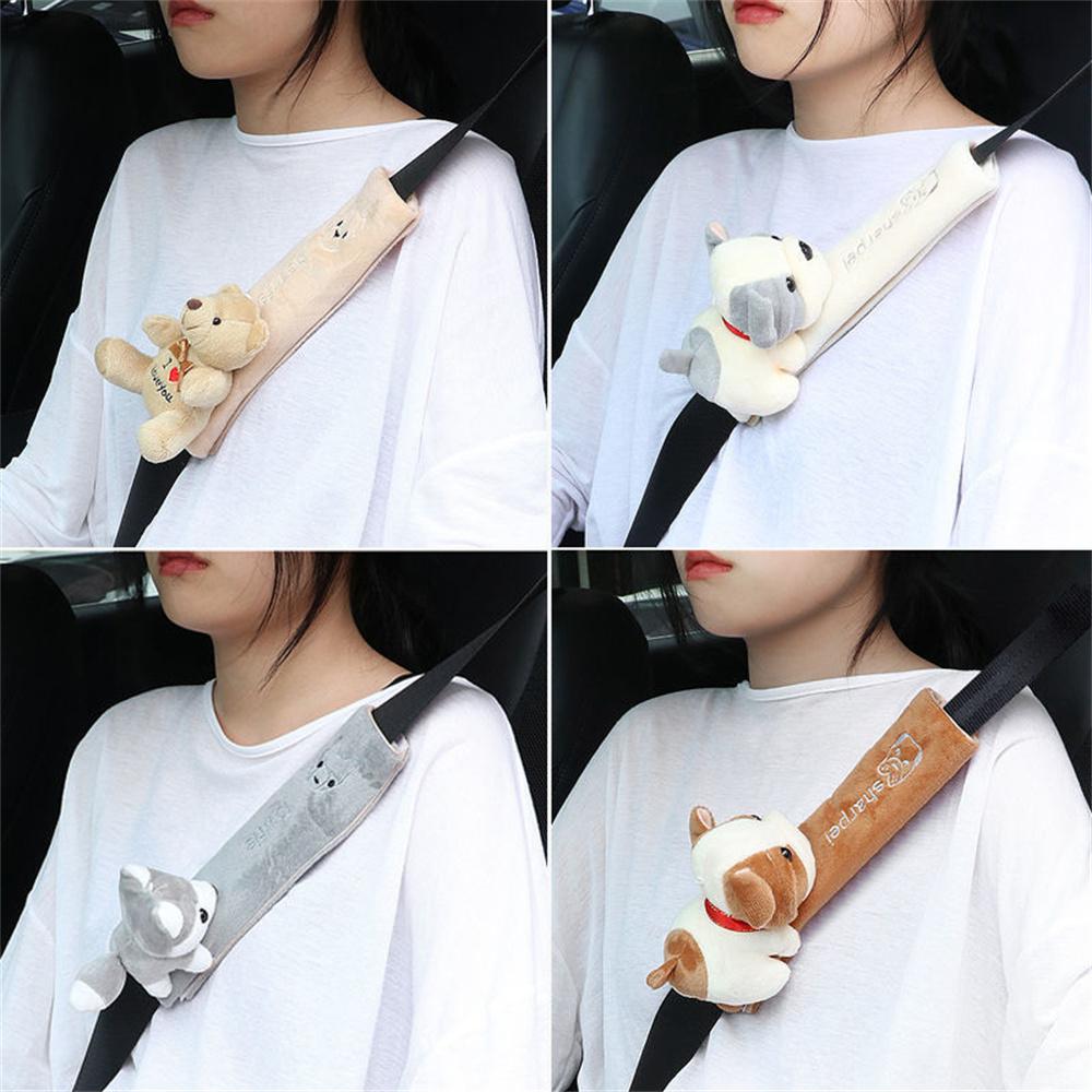Cartoon Car Seat Belt Cover Universal Auto Seat Belt Shoulder Pad Warm Flannel Interior Seat Cushion Protector Safety Protection