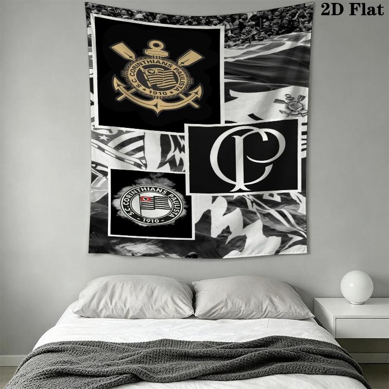 Corinthians Paulista Wall Tapestry Aesthetic Wall Hanging Printed Fabric Blanket Decorative Tapestries for Bedroom Living Room Home Decor