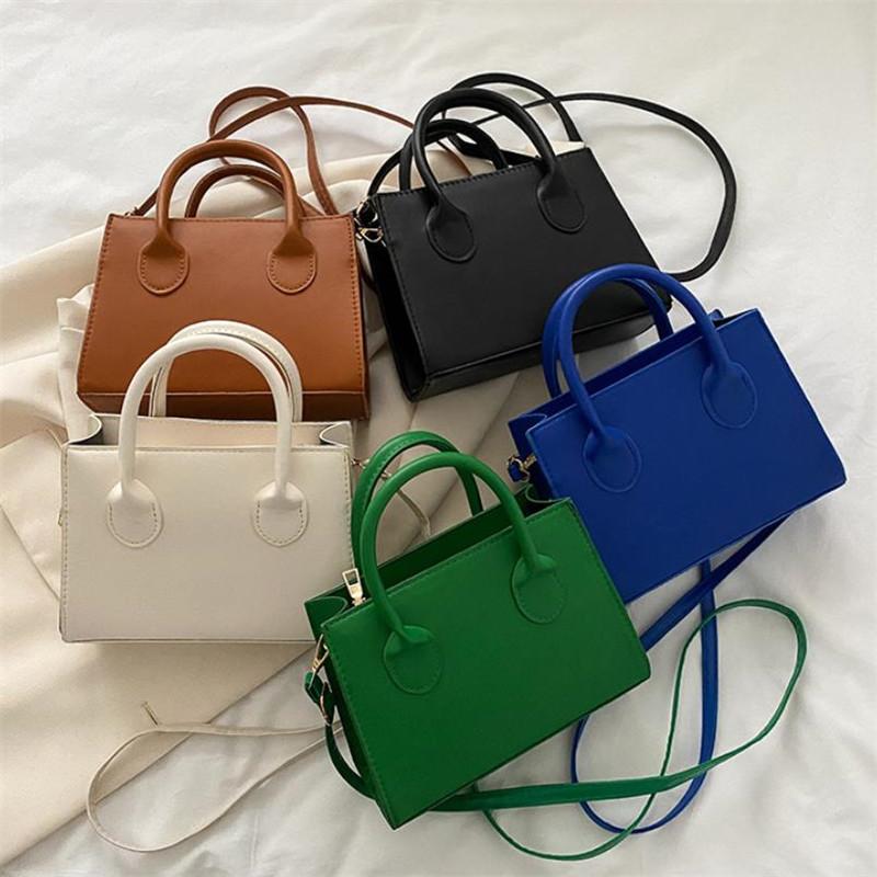 Trendy Square Handbag for Women Simple Mini Crossbody Bag Minimalist Top Handle Shoulder Bag Solid Color Purse Designer Bag