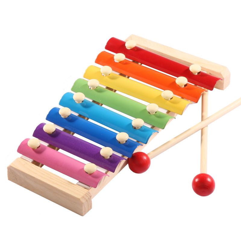 Colorful Wooden Eight Tone Xylophone For Kids With Interactive Bead-spinning Bug Design