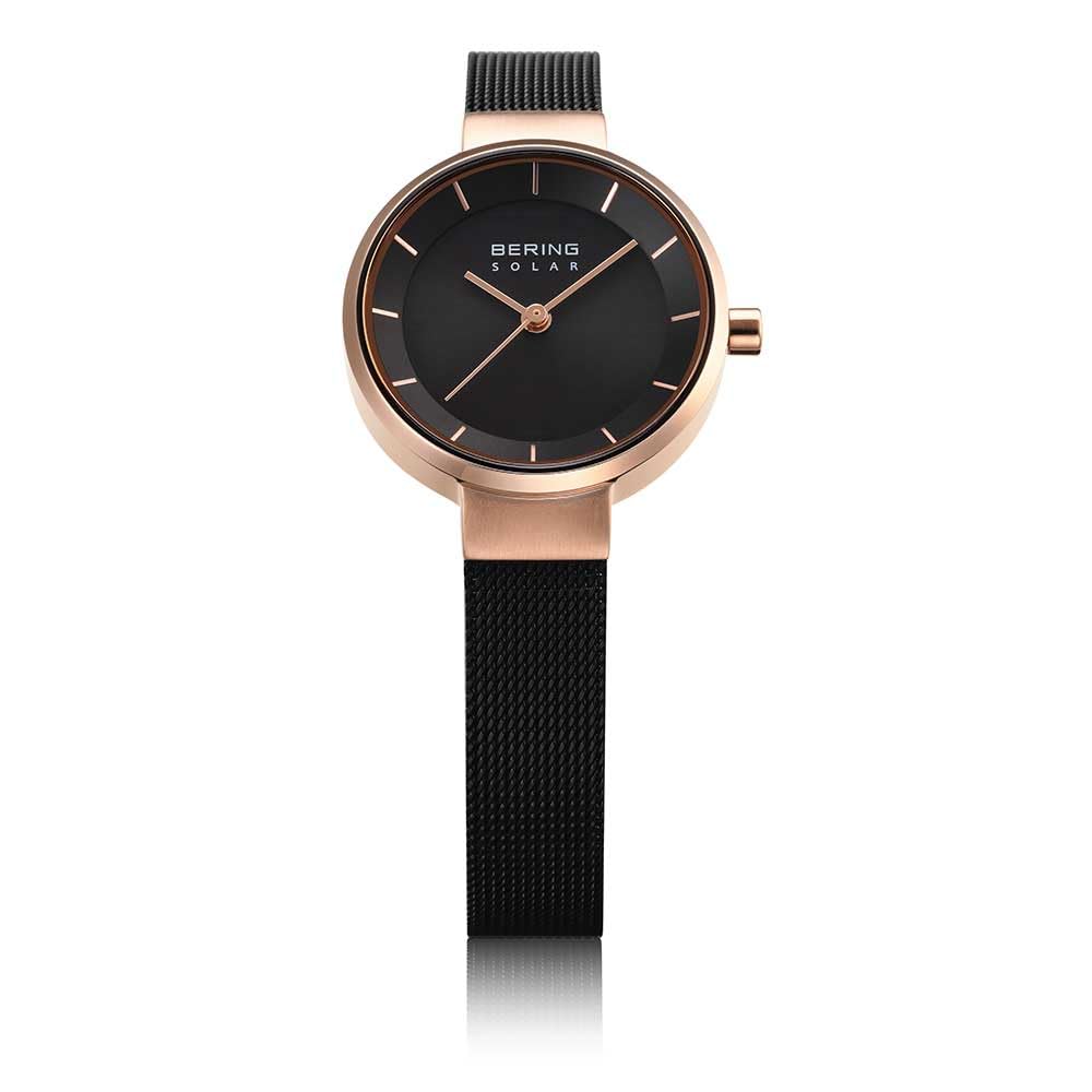 BERING Solar Sapphire Rose Mesh Strap [Officially Imported] Watch, Unisex, Shatter-Resistant, Scratch-Resistant Crystal, Long-Term Warranty,