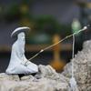 1 szt. Siedzący Starzec Ozdoba do Akwarium Figurka Wędkarska Dekoracja Domowego Ogrodu Stołu ini Statua Rybaka Azjatycka Dekoracja Zen