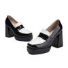 Custom Thick Heel Casual Women's Shoes Square Toe Platform Pumps 9.5 cm High Heel Shoes Women Color Blocking Design WSH5252