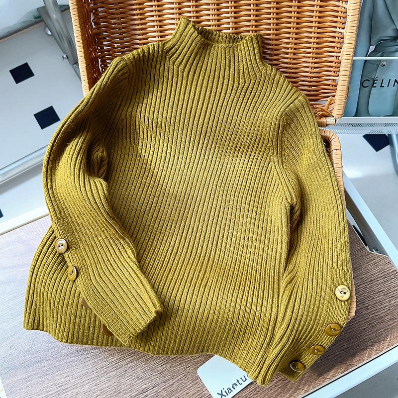 Girls Autumn High Neck Slim Fit Knit Sweater