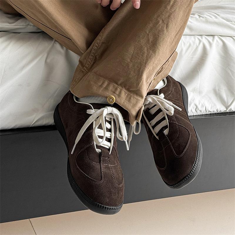 

Frosted leather lightweight soft-soled German training shoes spring retro casual versatile fashion board shoes 14645-24645-X 46 світло-коричневого кольору