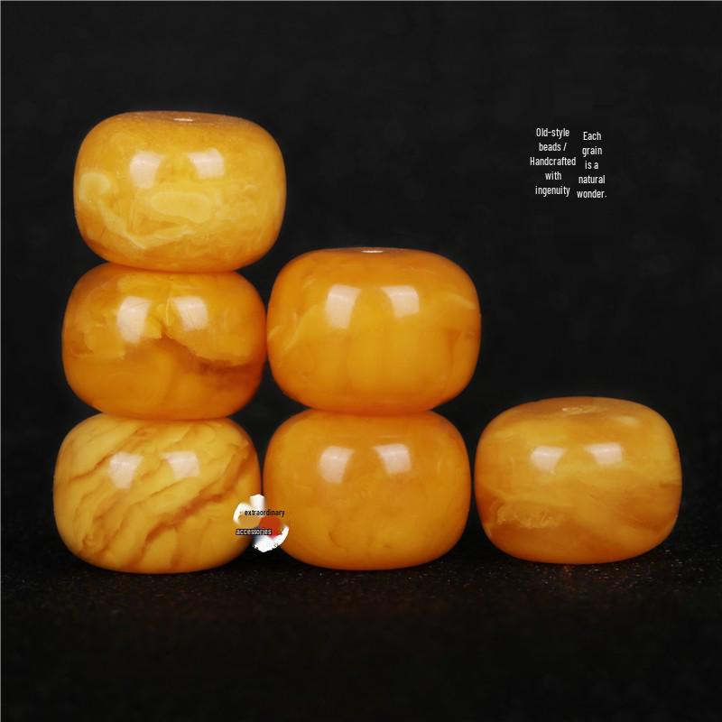 Vintage Russian Amber White Flower Waist & Spacer Beads Bracelet Accessories