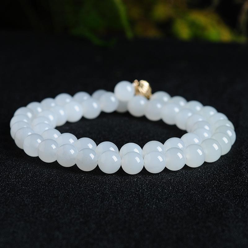 PFT Henan White Jade Beads Necklace Women's Party Fashion Simple Natural Pendant