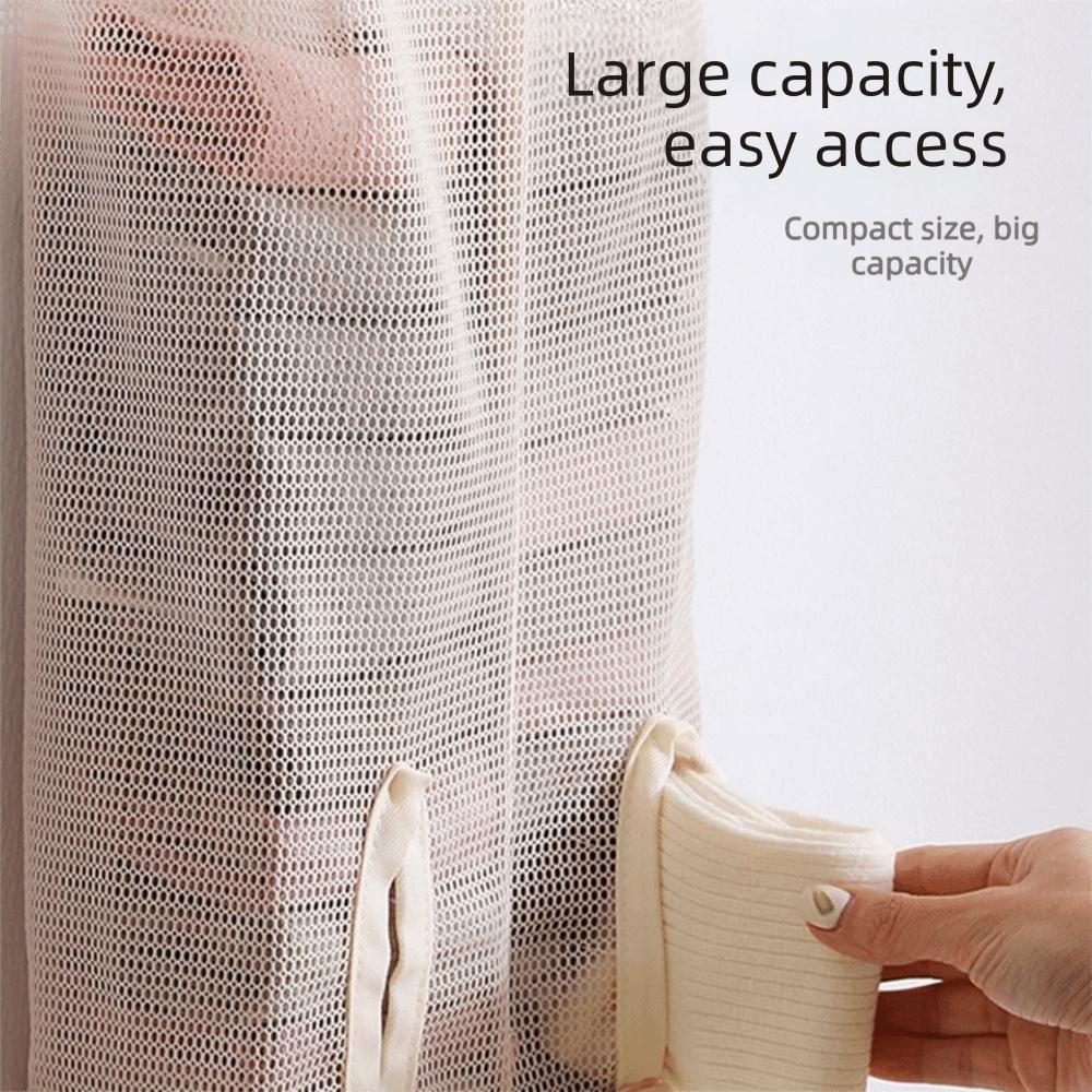 Large Capacity Sock Storage Bag Mesh Pocket Closet Organizer Grocery Bag Holder  Bedroom Storage