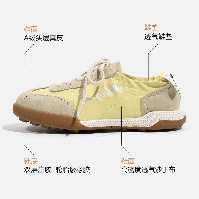 Leather ballet series new women's casual retro sports inner height-increasing white shoes