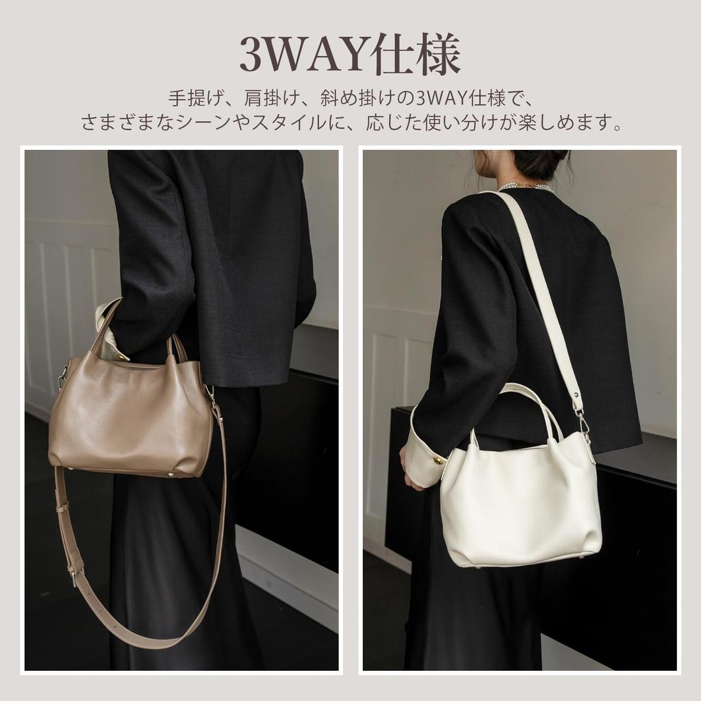 [imeetu] Schultertasche aus echtem Leder für Damen, 3-fach tragbar, Crossbody-Tasche, leicht, selbststehend, mit Ziernieten, weiches Rindsleder, schlicht
