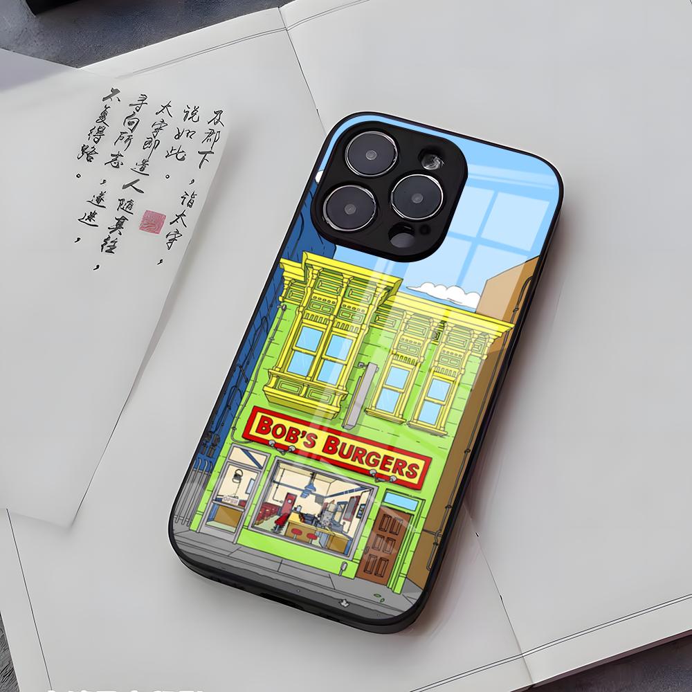 

B-Bobs B-Burgers Phone Case For IPhone 17 Air 16 E Pro Max 15 14 13 Mini 12 Pro 11 Max Plus Black Glass Cover iPhone 15 Pro