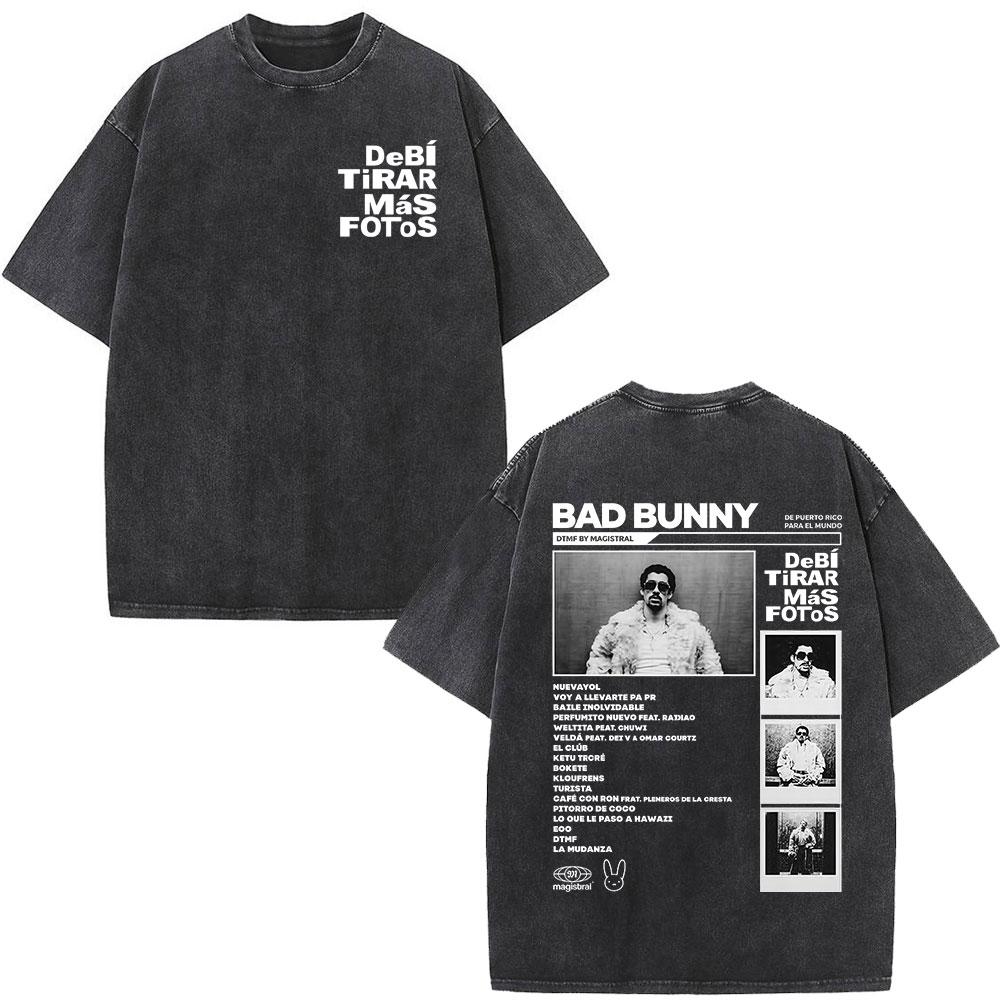 

Винтажная футболка с принтом рэпера Bad Bunny, вываренная, DTMF DeBi TiRAR MaS FOToS, футболки, мужская хип-хоп мода, футболка оверсайз, уличная одежда 4XL