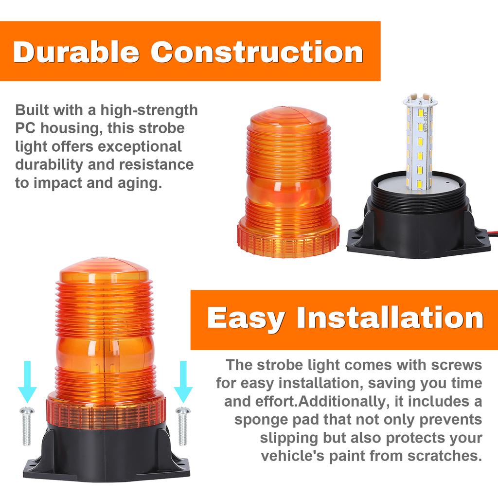 LED Strobe Light Car Warning Safety Flashing Beacon Lights 12-30V Waterproof for Truck Tractor
