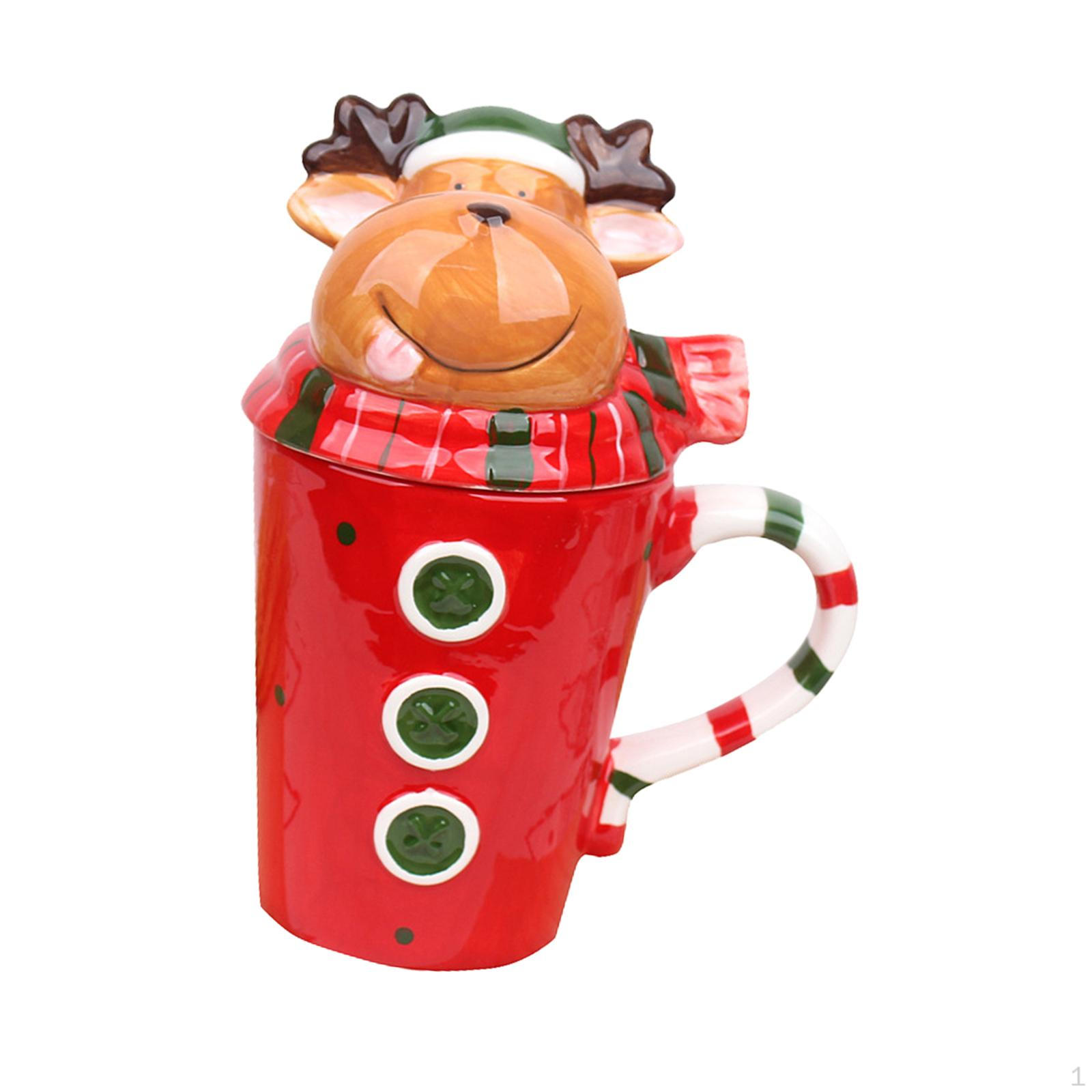Ceramic Mug for Christmas Beverages with Cute Design Family And Friends Elk