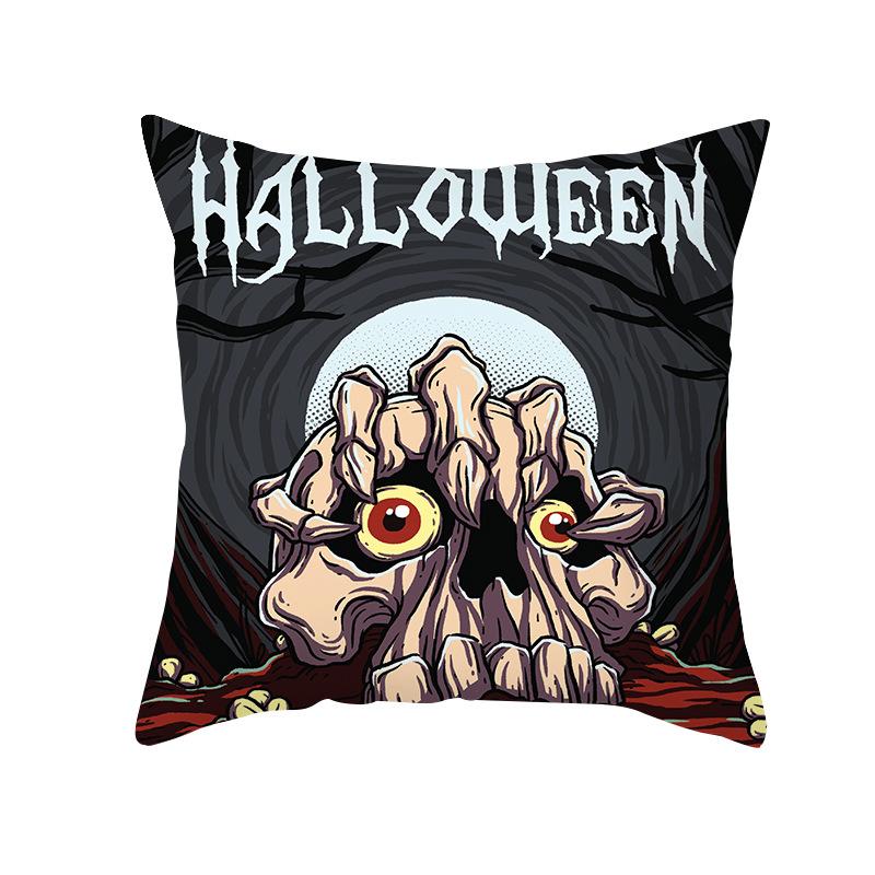 Halloween Pillow Cover New Product Cartoon Pumpkin Castle Print Peach Skin Cushion Cover Pillow Cover
