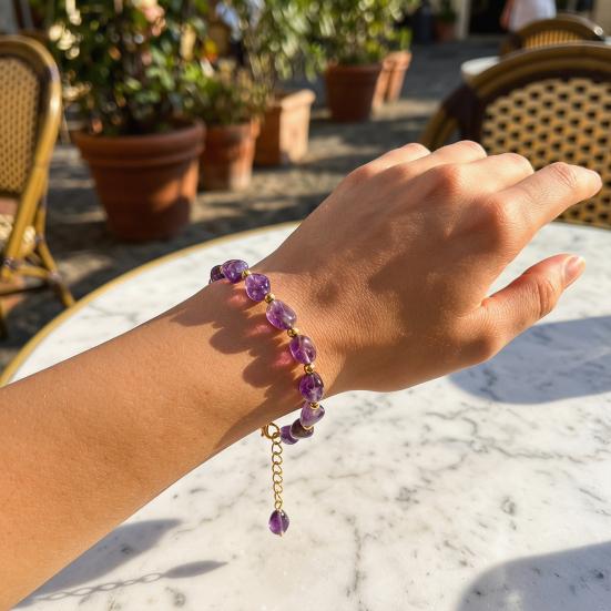Damen Armband Unregelmäßige Natursteinperlen Verstellbare Länge Armband Bequem zu tragen Handgelenk Vielseitiges Accessoire