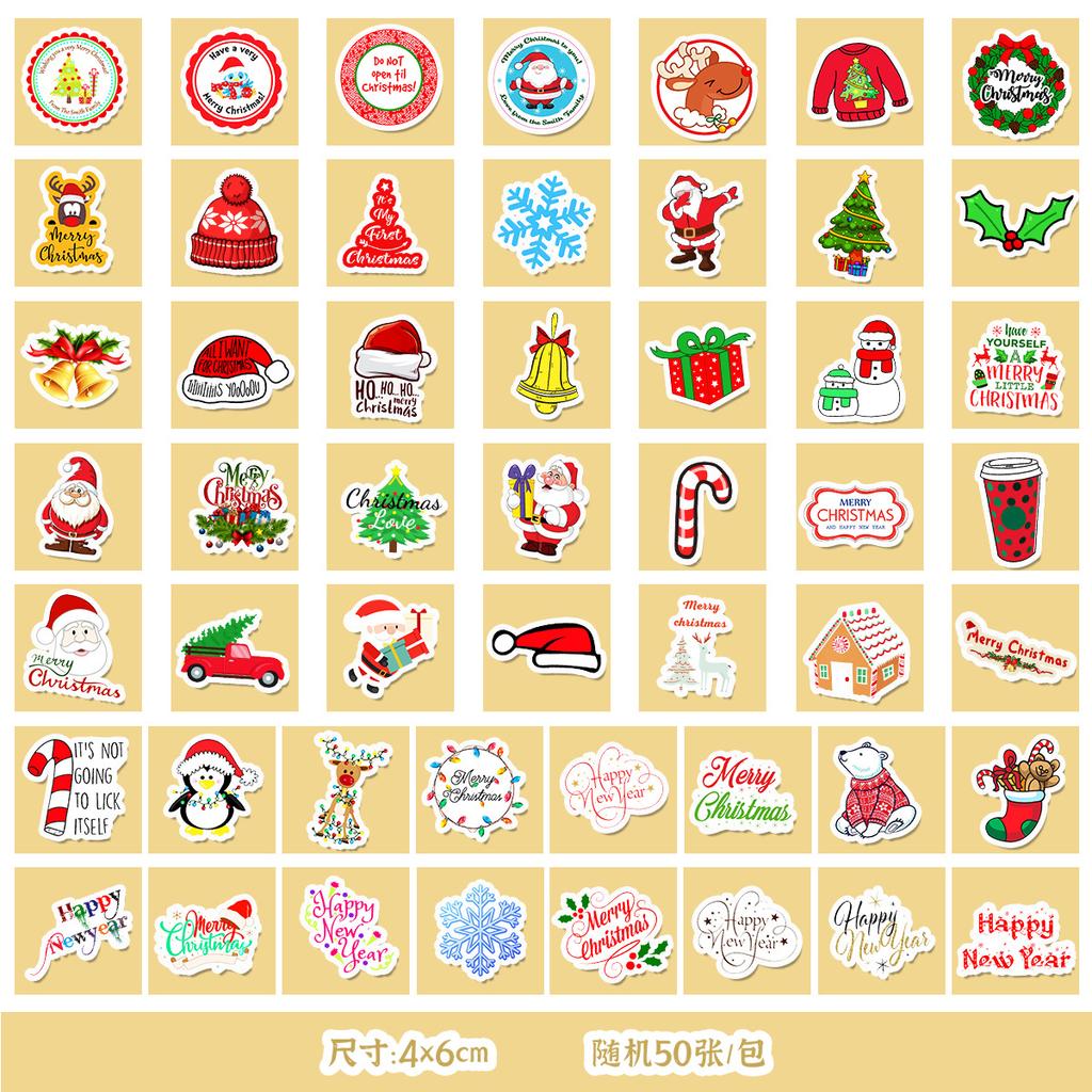 50/100 Nordic Style Christmas Graffiti Stickers Mobile Guitar Decoration Waterproof Stickers DIY Hand Account Stickers