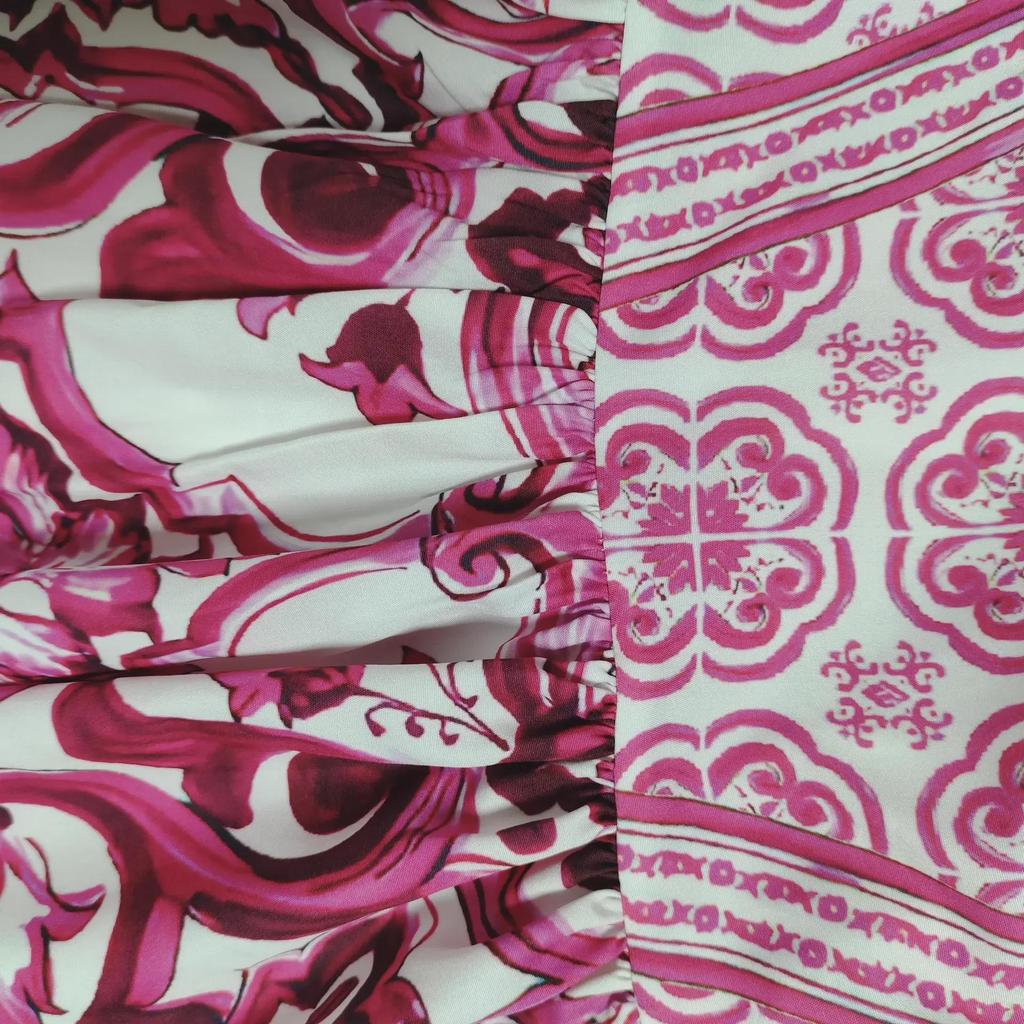 European & American Women's Bohemian Elegant Light Luxury Printed Midi Dress
