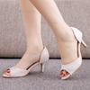 6CM Peep Toe High Heel Sandals Women's White Wedding Shoes Elegant Tacones Slip-on Bridal Shoes Size 36-43 Zapatos De Mujer