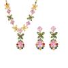 Elegant Zirconia Bridal Jewelry Set: Colorful Necklace & Earrings with Classic, Luxurious Design
