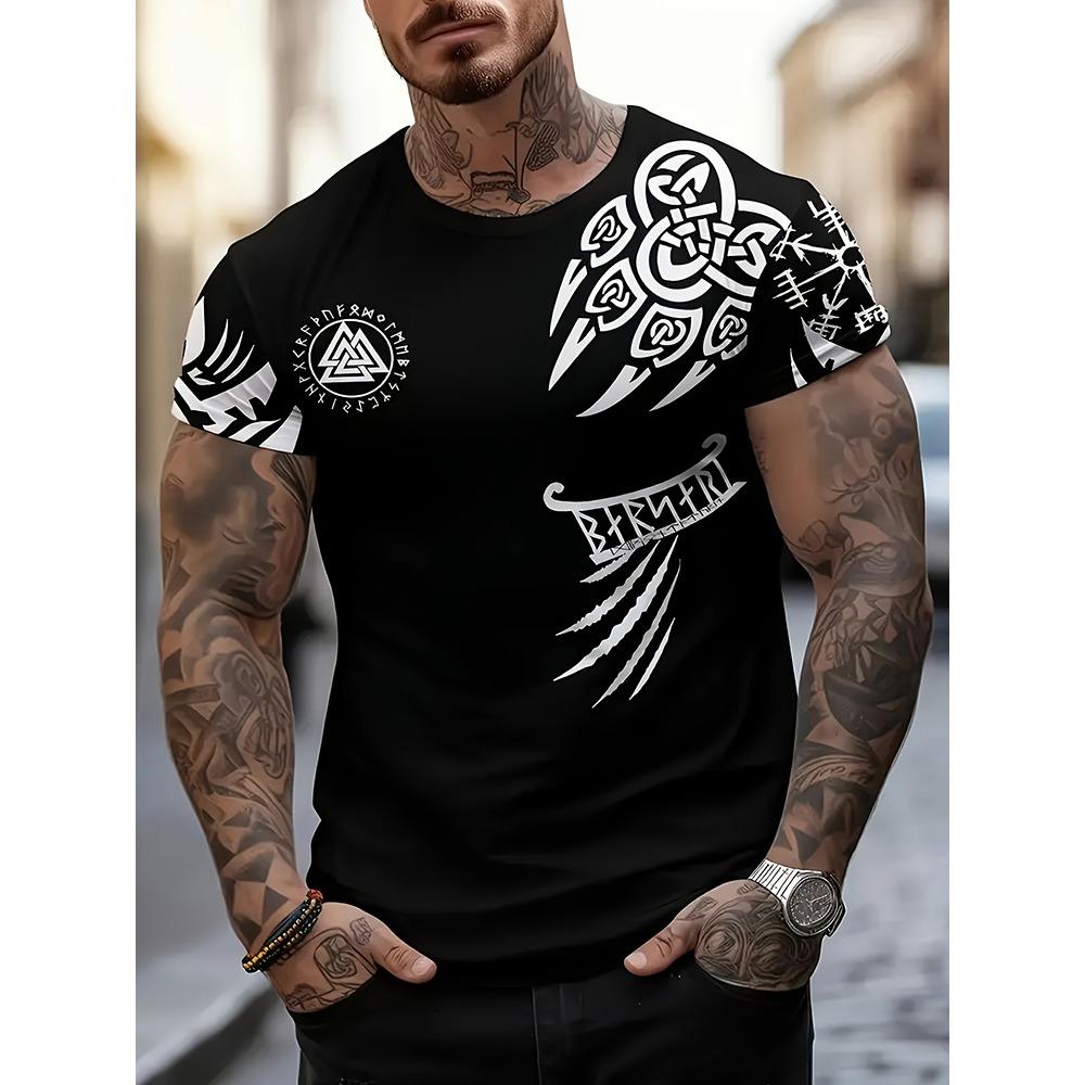Egyptian Religious Style 3D Anubis Printed Men's Short-sleeved Shirt Outdoor Sports Men's Fitness T-shirt Street Fashion T-shirt