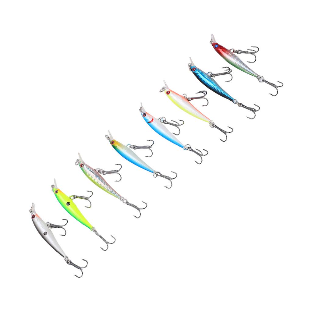 8PCS Minnow Fishing Lure 5cm 3g Artificial Sinking Long Throw Hard Bait Wobbler Jig Bait
