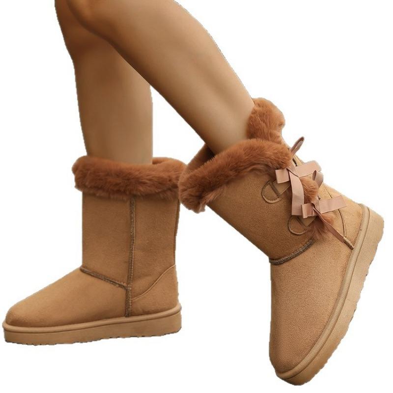 New Large-sized Shoes, Mid-top Women's Snow Boots, Mid-high Boots, Fashionable Fleece Snow Boots