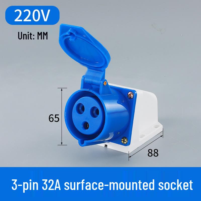 16/32A Waterproof Industrial Plug & Socket - Surface/Flush Mounted Aviation Connector