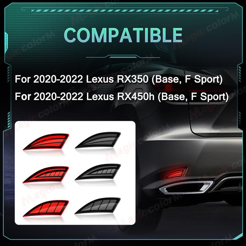 For Lexus RX 2020 2021 2022 RX350 RX450h Rear Bumper Reflector Lights Driving Dynamic Turn Signal Brake Lamps Car Accessories