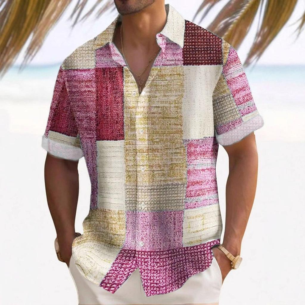 Summer Men Clothes Short Sleeve Shirt Men Fashion Casual Lapel Shirt Tops