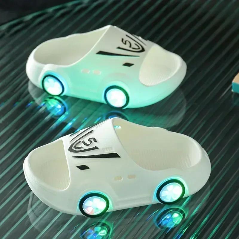 Leuchtende Kinderpantoffeln Autoform Jungen Mädchen Mode Niedliche Schuhe Badezimmer Kinder Kleinkind Pantoffeln