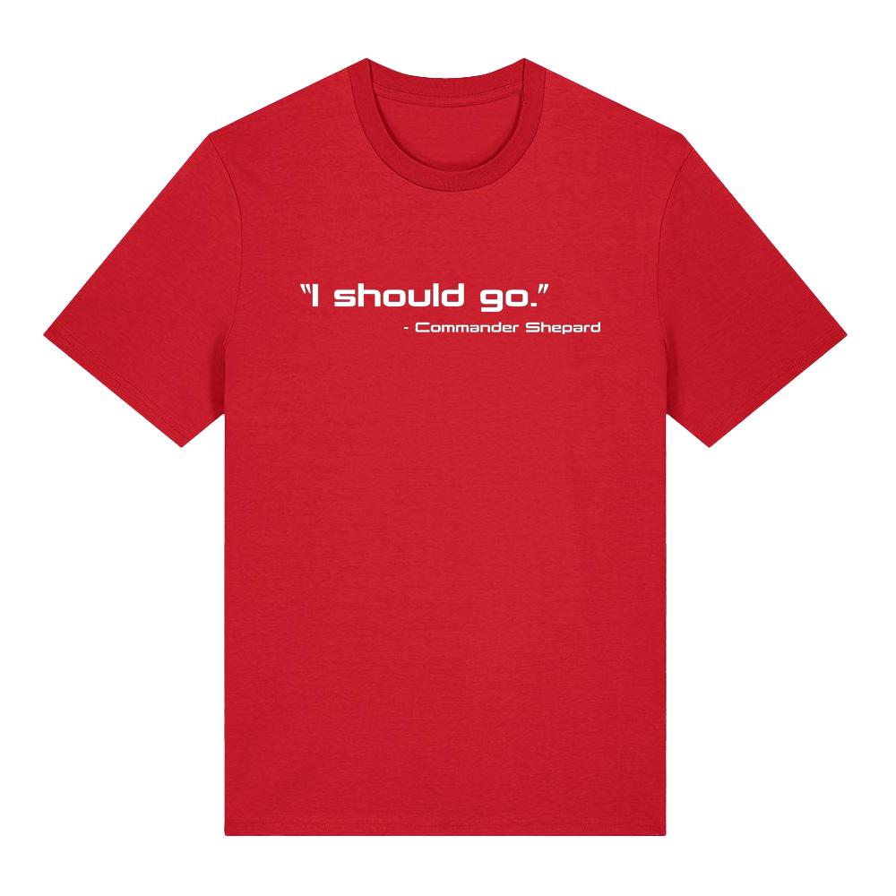

I Should Go – Commander Shepard T-Shirt Mass Effect Graphic T Shirt Round Neck Cotton Short Sleeve Trendy Versatile Streetwear Unisex Tops XXL