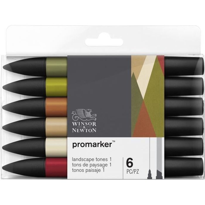 Arborescence Winsor &; Newton Promarker - Set Van 6 Markers - Landschapstinten