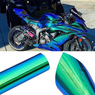 Holographic Rainbow Chrome Green Plating Car Motorcycle Sticker Vinyl Wrap Decal Sheets Glossy Color Change, NOT Stretchable