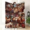 VIKAMA Vintage Movie Collage Flannel Throw Blanket Retro Character Grid Photo Print Soft Warm Sofa Bedroom Home Decor