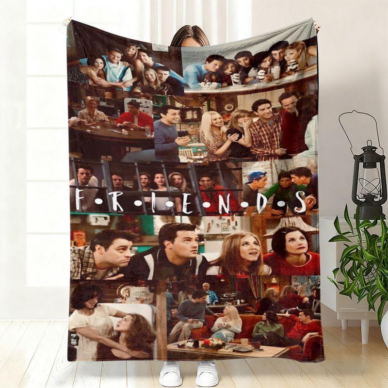 VIKAMA Vintage Movie Collage Flannel Throw Blanket Retro Character Grid Photo Print Soft Warm Sofa Bedroom Home Decor