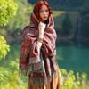 Ramadan Muslim Hijab Women Ethnic Style Islamic Jacquard Scarf Thick Wrap Winter Warm Thick Blanket Tassel Shawl Arabic Pashmina