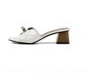 Small gold buckle crocodile pattern Korean version of high-heeled sandals for women's summer wear thick heels and soft soles, one-word beach sandals