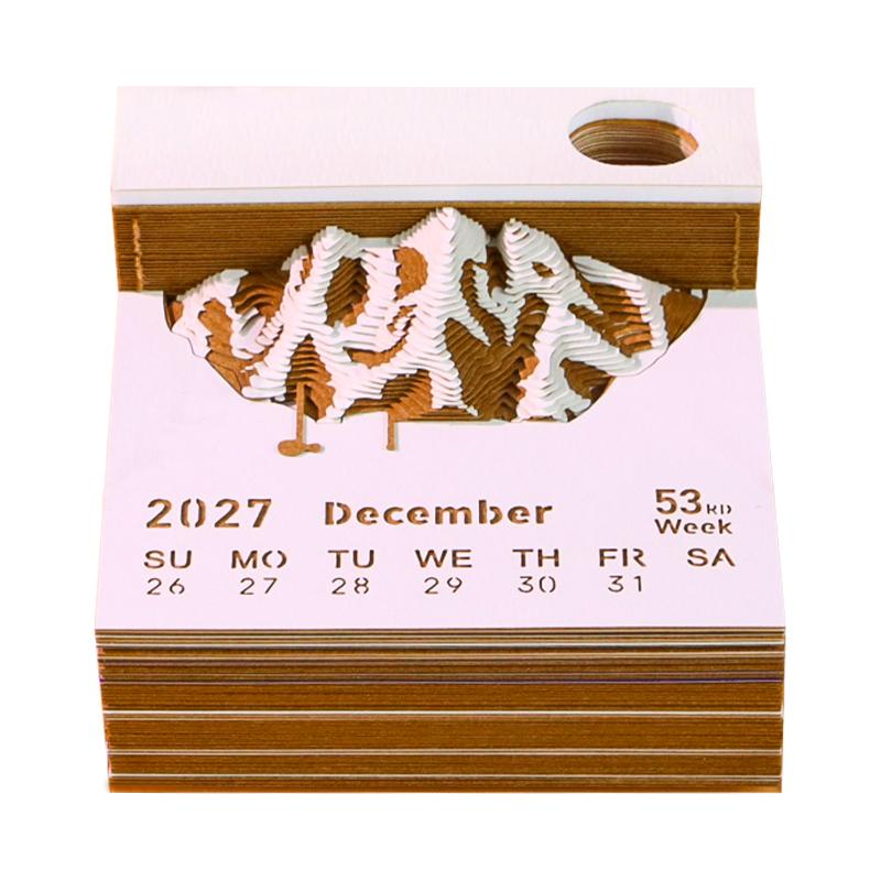 2027 Desk Calendar with LED Light 3D Design Tear-away Pages for Office Use