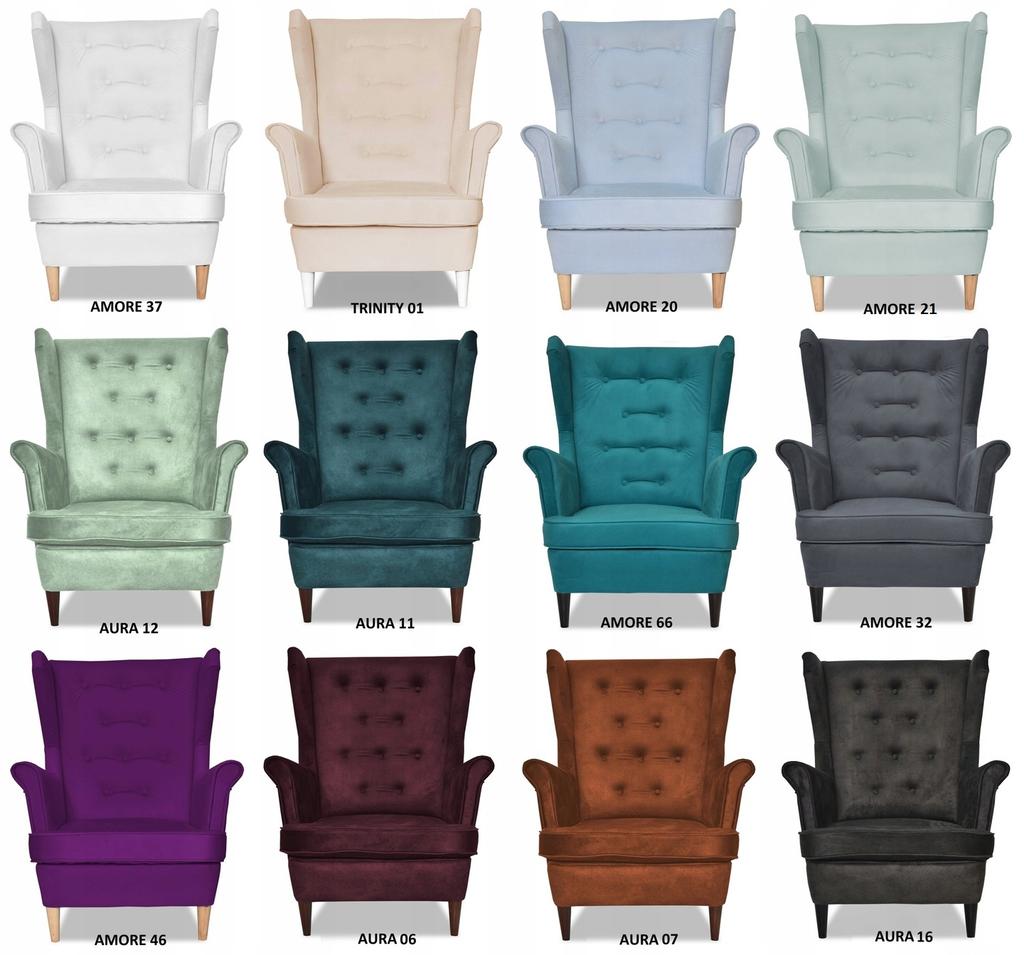 Fotel uszak Diana z podnóżkiem skandynawski Family Meble antracytowy