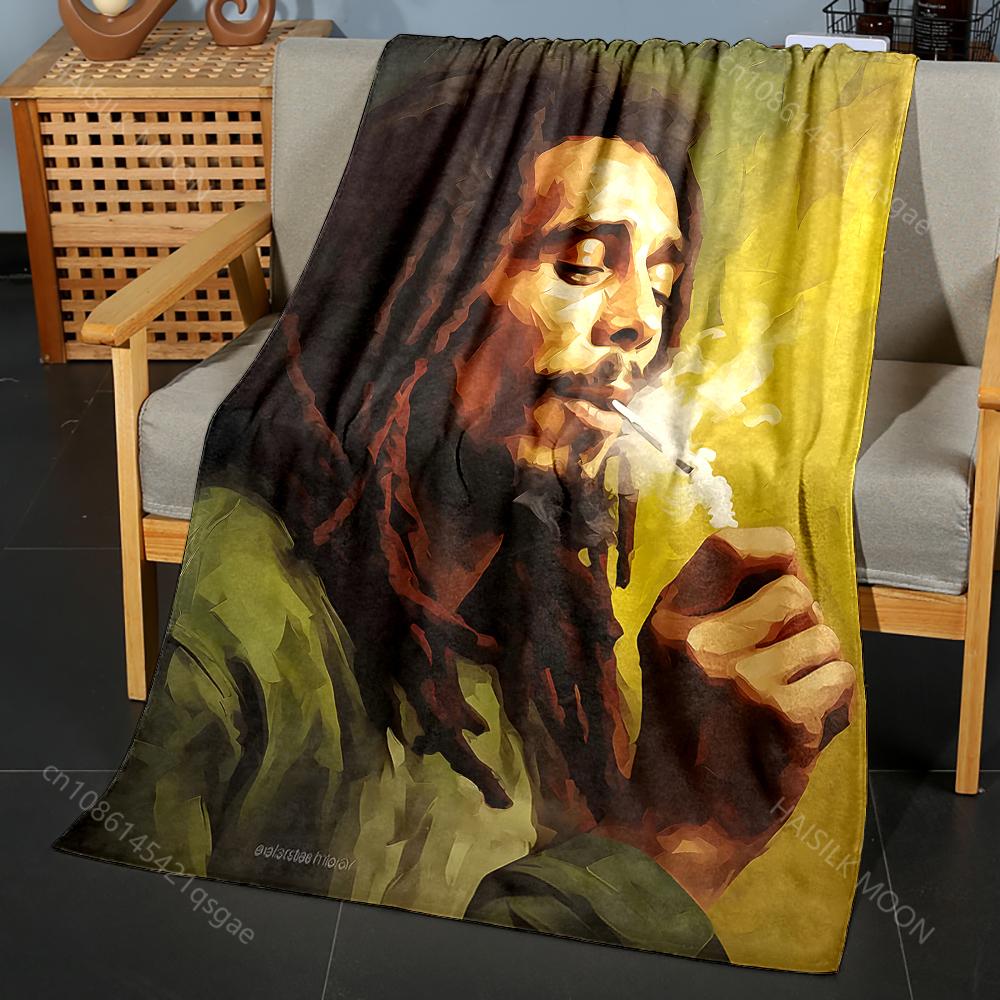 

Multiple sizes Smoker with cigarette smoke Print Blanket Flannel Material Soft Warm for All Seasons Home Outdoor Camping Picnics 75x90cm