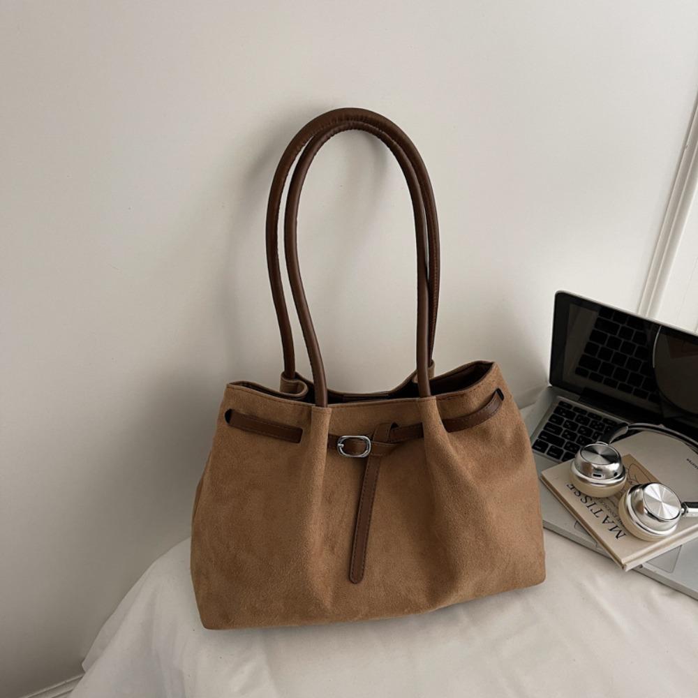 PU Leather Suede Tote Bag Solid Color Underarm Bag Waterproof Matte PU Handbag  Autumn and Winter