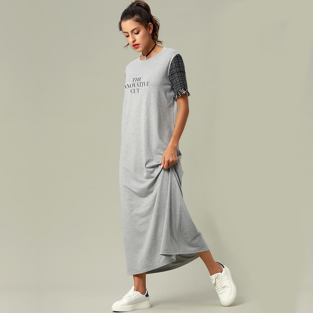 Women's Versatile Long T-shirt Dress - Muslim Arabic Style Robe