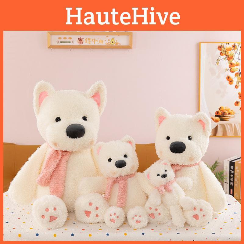 West White Highland Terrier With Scarf Plush Toy Stuffed Animal Doll Kids Gift