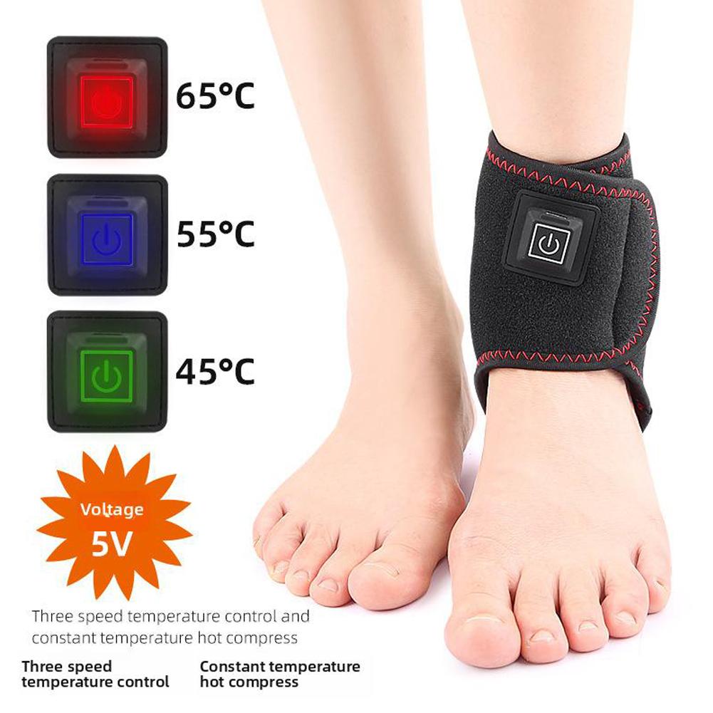 USB Electric Heating Foot Ankle Wrap Heated Ankle Brace Compression Heating Foot Pad Adjustable J5G1