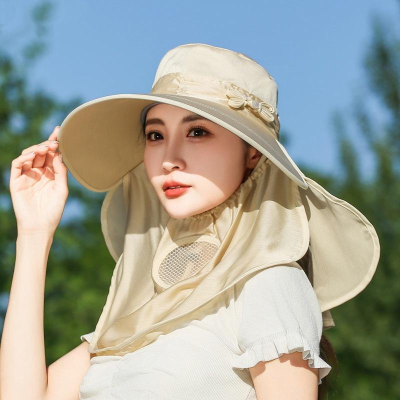 Wide Brim Sunshade Sun Hat Breathable Face Cover Women Picking Tea Hat Summer Outdoor Lightweight Uv Protection Neck Flap Hat