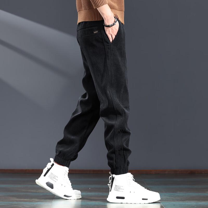 Jie Leinong Men's Corduroy-Texture Tapered Casual Trousers
