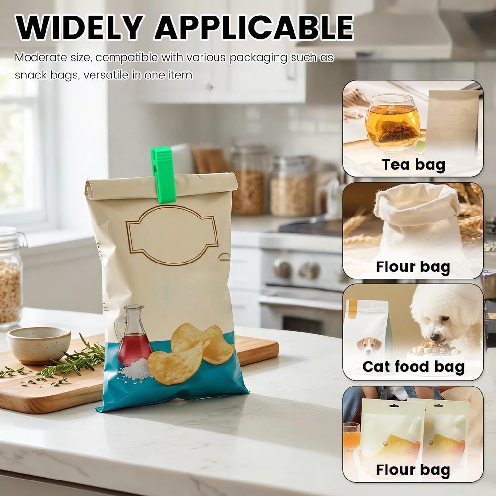 10 Pcs Food Sealing Clips Snack Bag Plastic Sealer Clip Reusable Moisture Proof and Leak Proof for Snack Keep Food Fresh