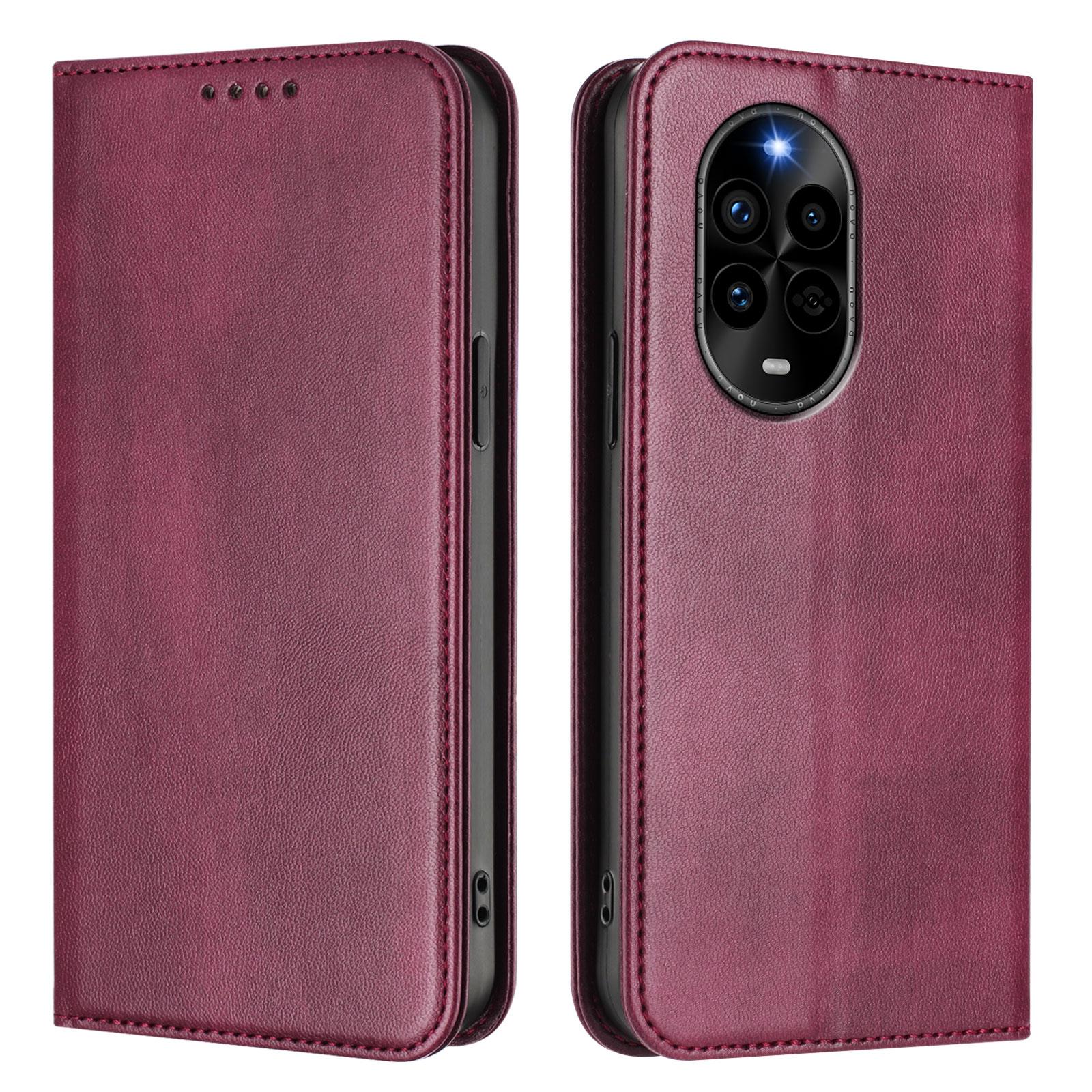 

For Huawei nova 13 Pro 5G Wallet Cases Retro Texture RFID Blocking Leather Phone Cover Wine Red