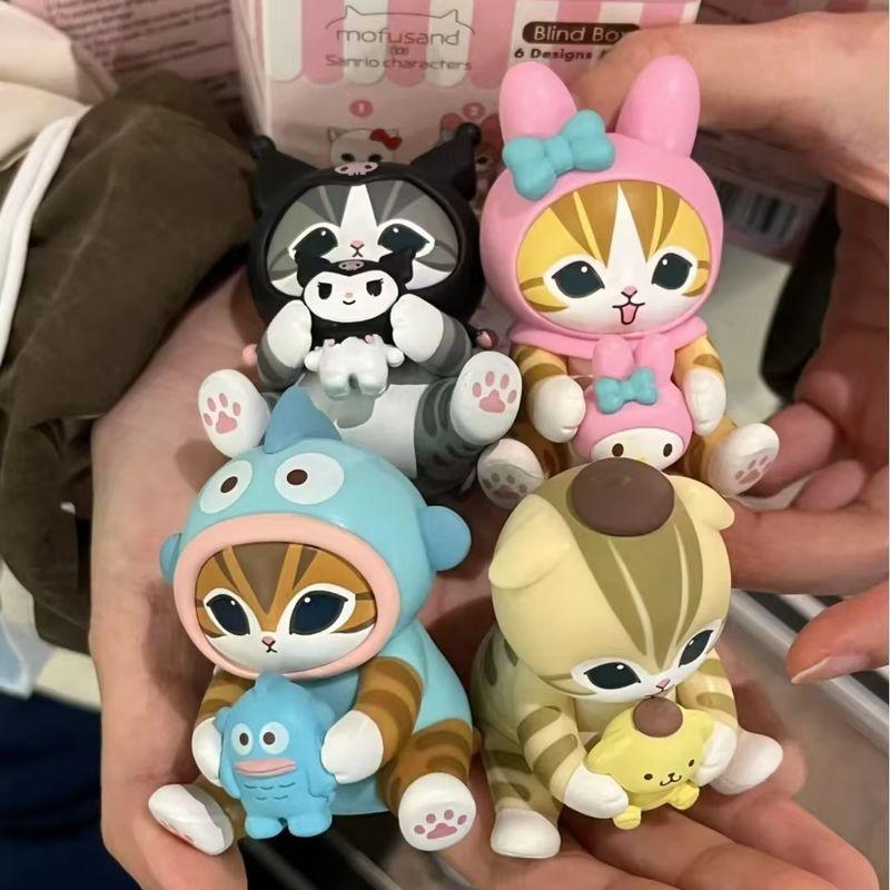 Mofusand Kitten X Kt Cat Cross-Dressing Sitting Posture Blind Box Multiple Styles Cute Doll Desktop Ornament Mystery Box Gifts